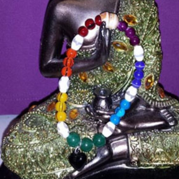 TDD Custom Made One Size Fits Most Chakra (#1584) Agate Puka Yoga Bracelet - Picture 1 of 5